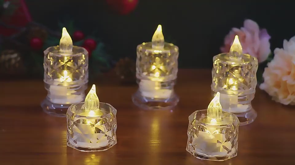 Flameless and Smokeless Decorative Crystal Candles (4 Pieces)